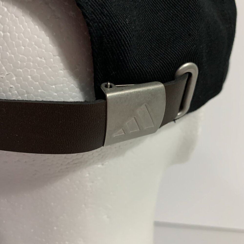 Adidas Hat Golf Adjustable Faux Leather Strap Black White Cap One Size Fits Most - Picture 5 of 9